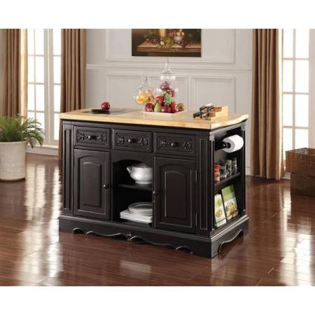 Ariuk Granite Black Wood Kitchen Cabinet